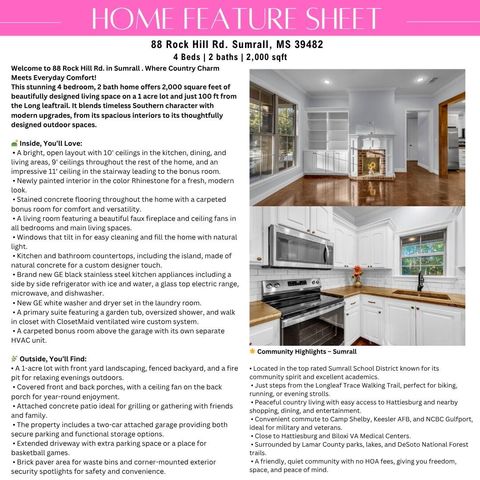 88 Rock hill Rd., Sumrall, MS 39482