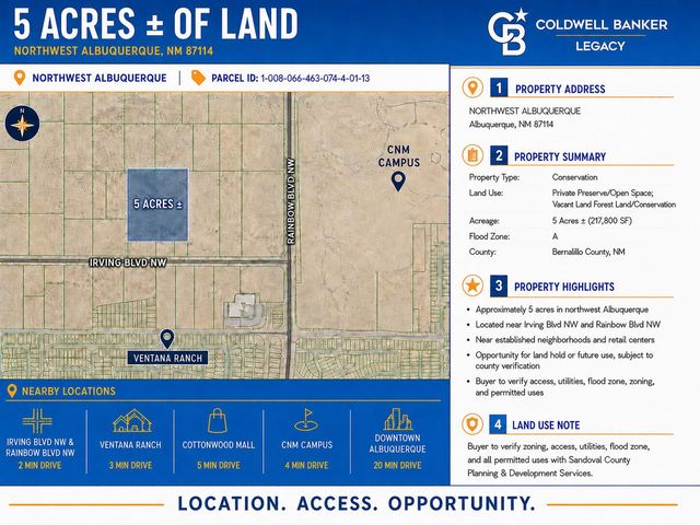 5 Acres Northwest, Albuquerque, NM 87114
