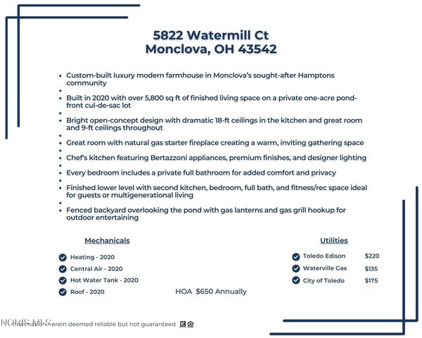 5822 Watermill Court, Monclova, OH 43542