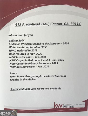 413 Arrowhead Trail, Canton, GA 30114