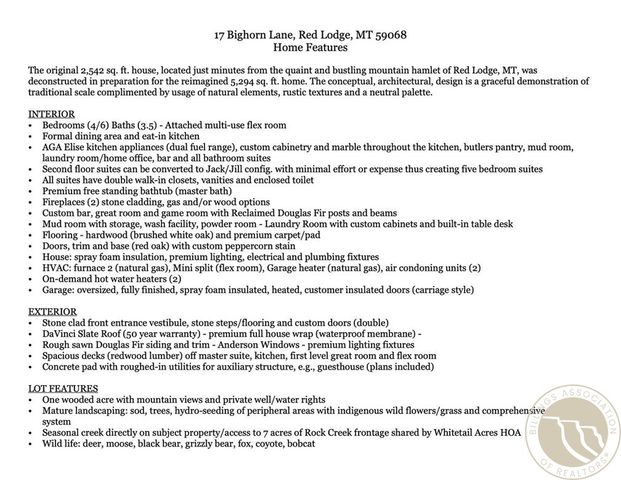 17 Bighorn, Red Lodge, MT 59068