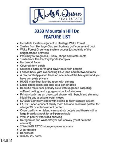 3333 Mountain Hill Drive, Wake Forest, NC 27587