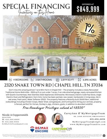 2320 Snake Town Rd, Chapel Hill, TN 37034