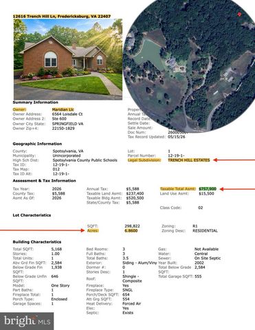 12616 TRENCH HILL LN, Fredericksburg, VA 22407