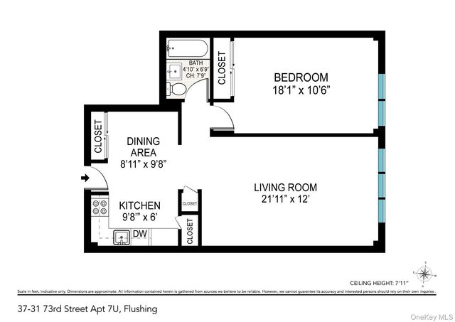 37-31 73rd Street Street 7U, Jackson Heights, NY 11372
