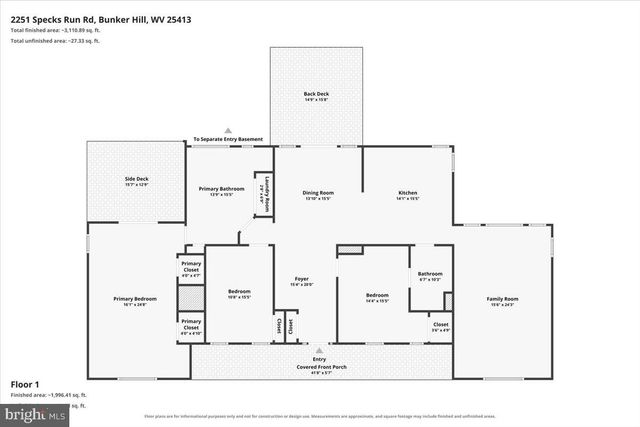 2251 SPECKS RUN RD, Bunker Hill, WV 25413