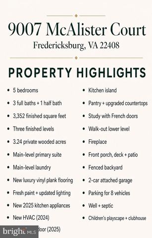 9007 MCALISTER CT, Fredericksburg, VA 22408