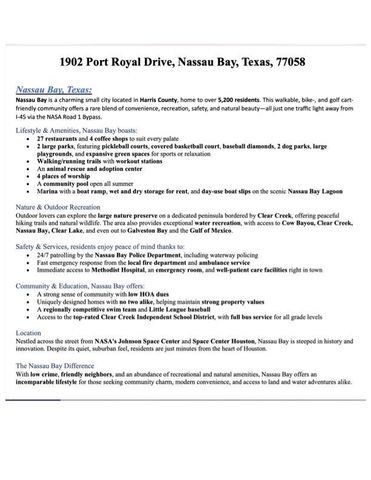 1902 Port Royal Drive, Nassau Bay, TX 77058