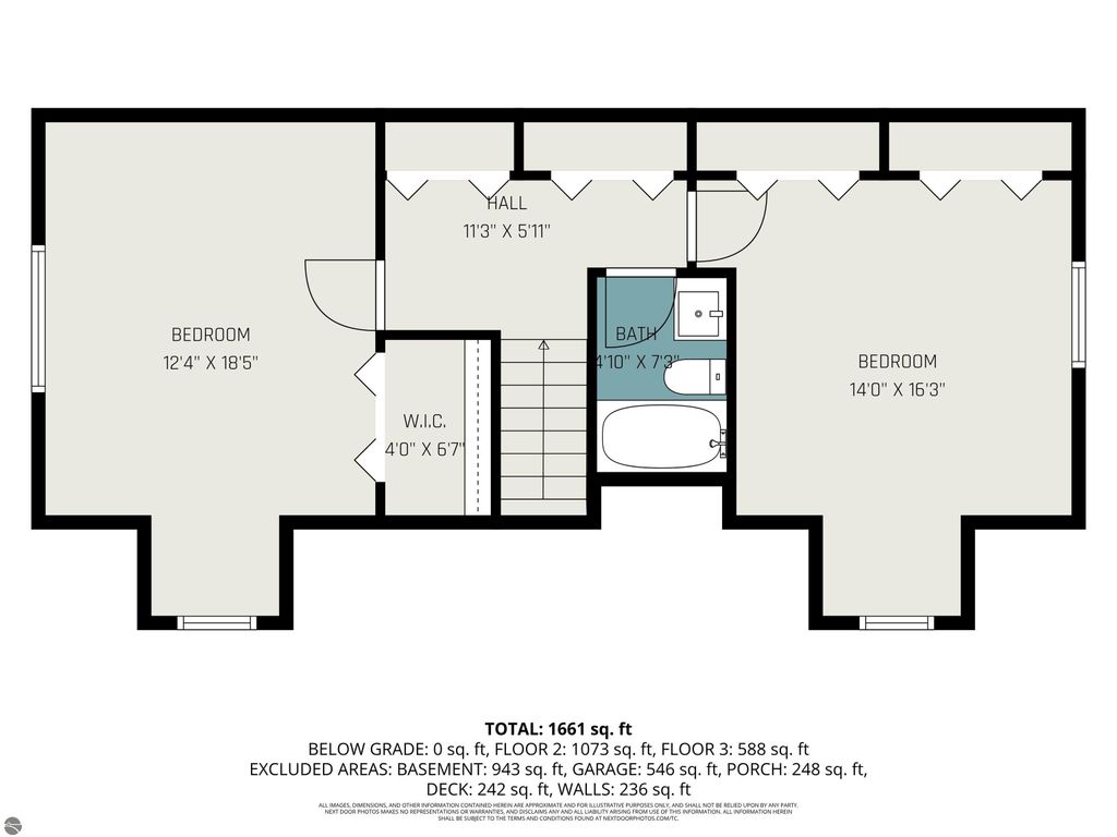 Floor plan of 3-bedroom, 2-bath home at 1932 Churchill Boulevard, highlighting layout and dimensions of bedrooms, bathrooms, and hallways, relevant to real estate listing.