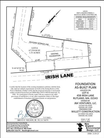 Lot 6 Irish Lane, Rutland, MA 01543