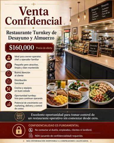 Confidential Turnkey Breakfast & Lunch Restaurant, Miami, FL 33165