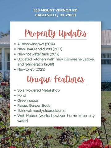 538 Mount Vernon Rd, Eagleville, TN 37060