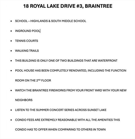 18 Royal Lake Dr 3, Braintree, MA 02184