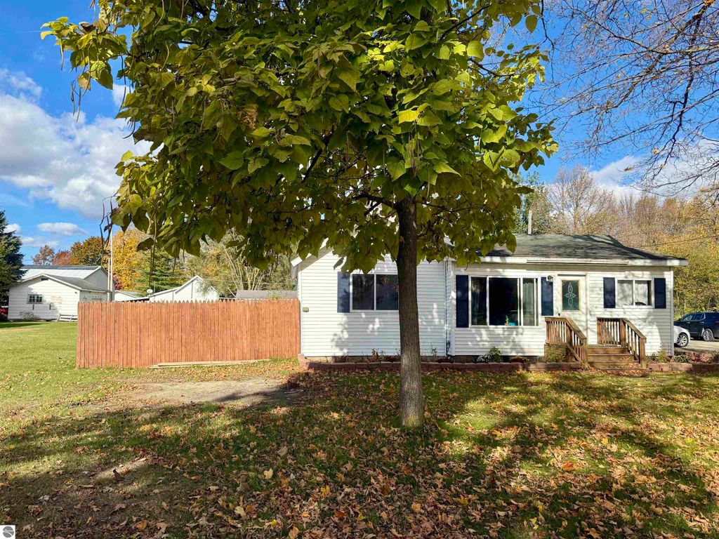 Charming single-family home at 325 Main Street, Breckenridge, featuring a fenced backyard, large windows, and a welcoming entrance surrounded by autumn leaves.