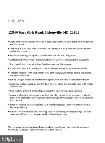 12549 DAYE GIRLS RD, Bishopville, MD 21813