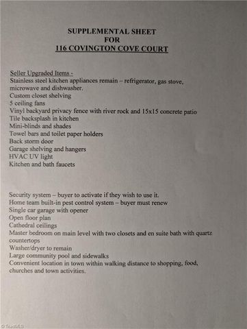 116 Covington Cove Court, Kernersville, NC 27284