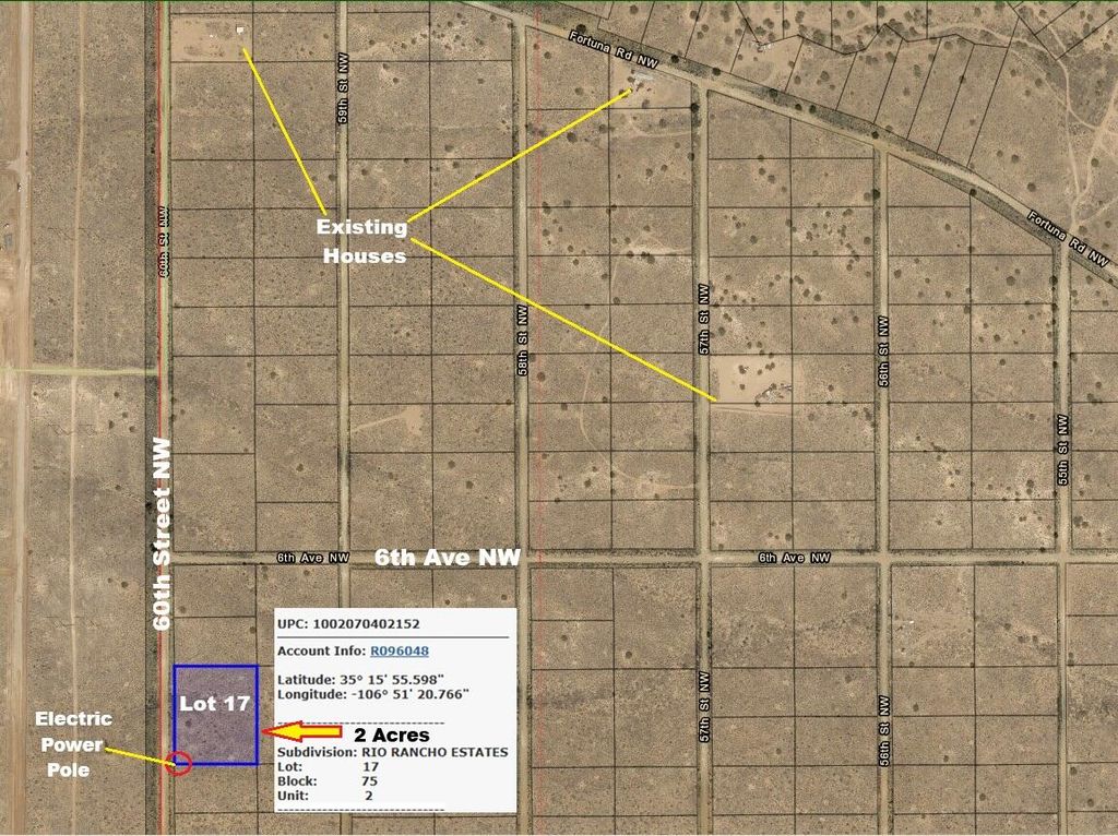 2 Acres (With Electric Power) on 60th Street NW, Rio Rancho, NM 87144