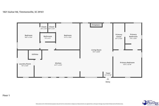 1821 Guitar Rd., Timmonsville, SC 29161