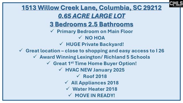 1513 Willow Creek Lane, Columbia, SC 29212