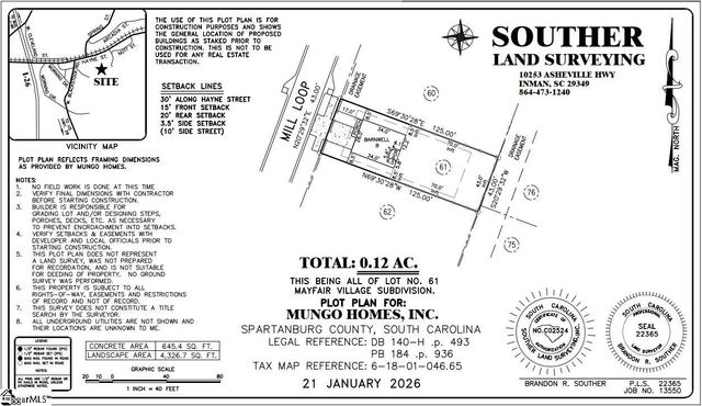 2320 Mill Loop Lot 61, Spartanburg, SC 29301