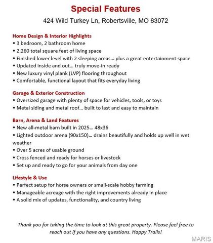 424 Wild Turkey Lane, Robertsville, MO 63072