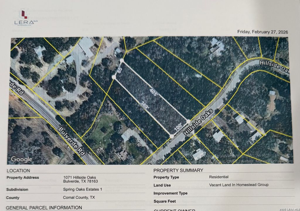 1071 Hillside Oaks, Bulverde, TX 78163