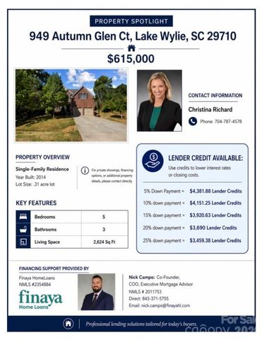 949 Autumn Glen Court, Lake Wylie, SC 29710