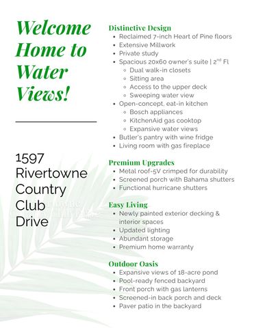 1597 Rivertowne Country Club Drive, Mount Pleasant, SC 29466