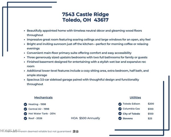 7543 Castle Ridge Road, Toledo, OH 43617