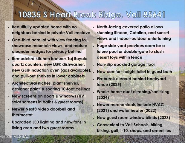 10835 S Heart Break Ridge Place, Vail, AZ 85641