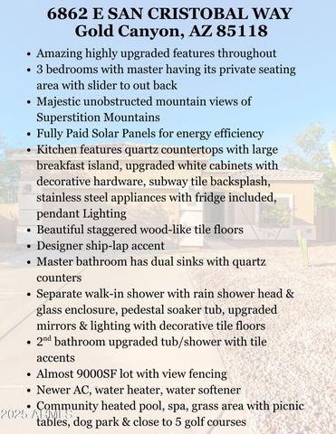 6862 E SAN CRISTOBAL Way, Gold Canyon, AZ 85118