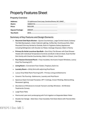 12 Lighthouse Cove Loop, Calabash, NC 28467