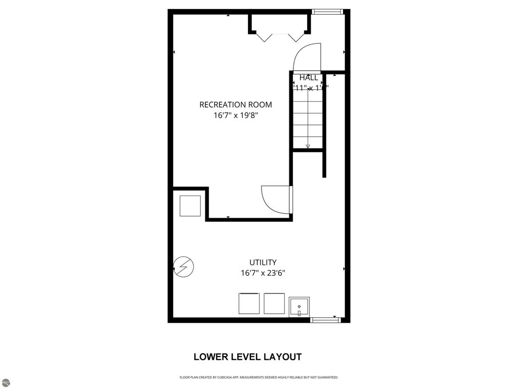 Lower level layout of townhouse at 10759 S Timberlee Drive, featuring recreation room and utility space dimensions.