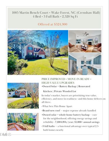 1005 Martin Bench Court, Wake Forest, NC 27587