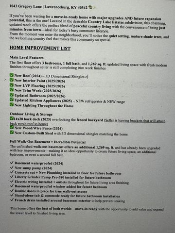 1043 Gregory Lane, Lawrenceburg, KY 40342