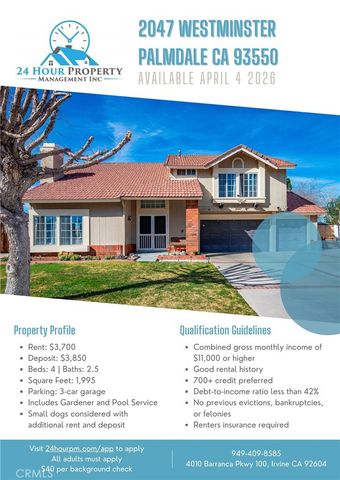 2047 Westminster, Palmdale, CA 93550