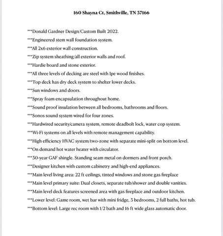 160 Shayna Ct, Smithville, TN 37166