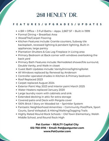 2611 Henley DR, Round Rock, TX 78681
