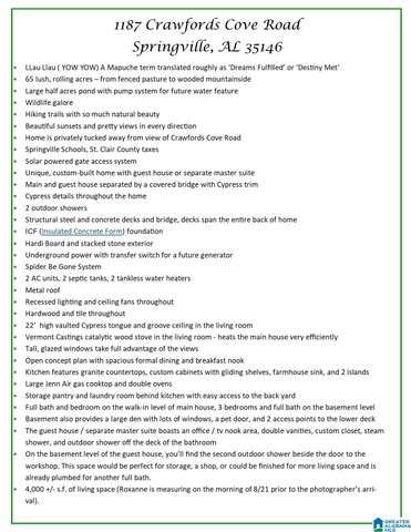 1187 CRAWFORDS COVE ROAD, Springville, AL 35146