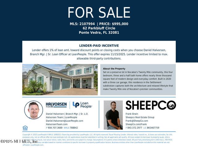 62 PARKBLUFF Circle, Ponte Vedra, FL 32081