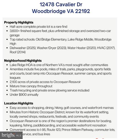 12478 CAVALIER DR, Woodbridge, VA 22192