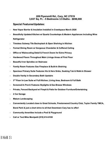 209 Plyersmill Road, Cary, NC 27519