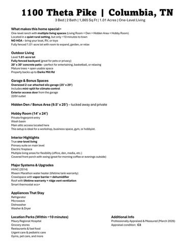 1100 Theta Pike, Columbia, TN 38401