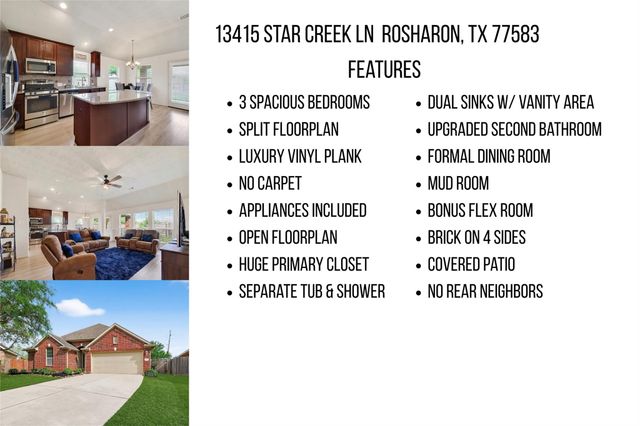 13415 Star Creek Lane, Rosharon, TX 77583
