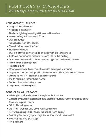 21016 Molly Harper Drive, Cornelius, NC 28031