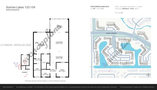 9540 Sunrise Lakes Boulevard 103, Sunrise, FL 33322