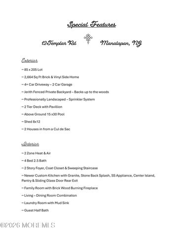 12 Templar Road, Manalapan, NJ 07726
