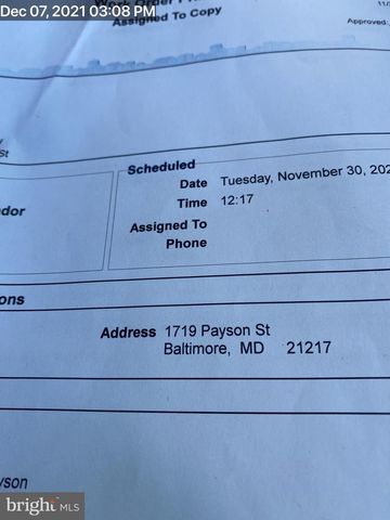 1719 N PAYSON ST, Baltimore, MD 21217