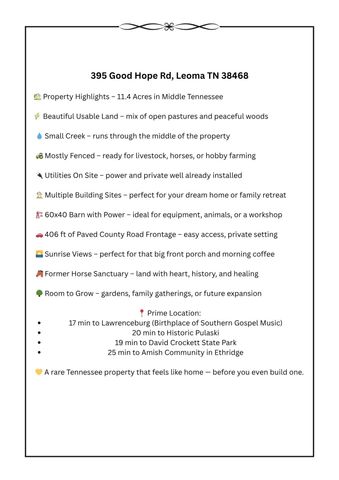 395 Good Hope Rd, Leoma, TN 38468