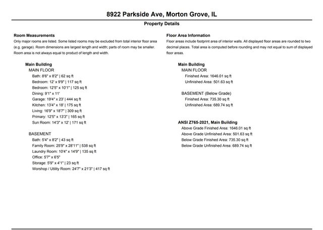 8922 PARKSIDE Avenue, Morton Grove, IL 60053